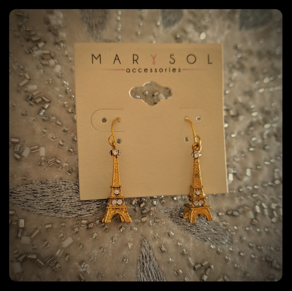 3 for $10 gold Eiffel tower earrings